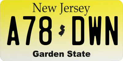 NJ license plate A78DWN