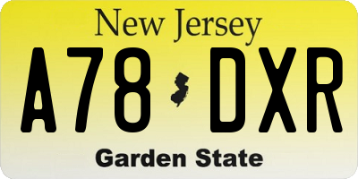 NJ license plate A78DXR