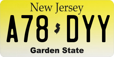 NJ license plate A78DYY