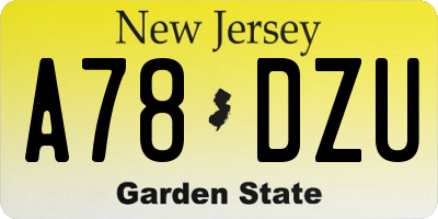 NJ license plate A78DZU
