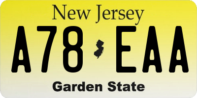 NJ license plate A78EAA