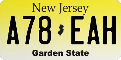 NJ license plate A78EAH