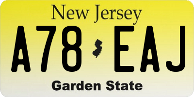 NJ license plate A78EAJ