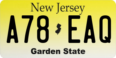 NJ license plate A78EAQ