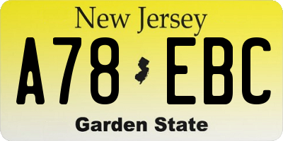 NJ license plate A78EBC