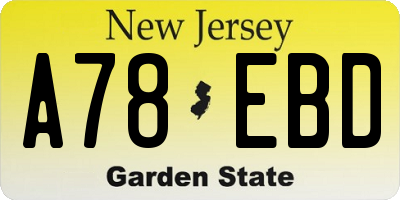 NJ license plate A78EBD