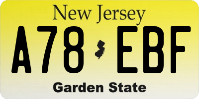 NJ license plate A78EBF