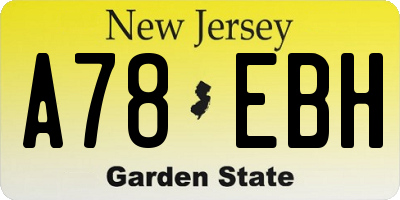 NJ license plate A78EBH
