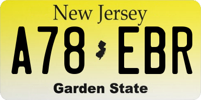 NJ license plate A78EBR