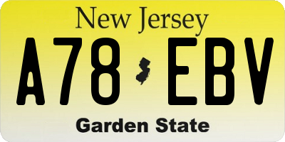 NJ license plate A78EBV