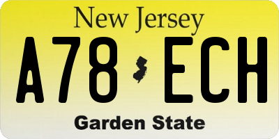 NJ license plate A78ECH