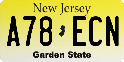 NJ license plate A78ECN