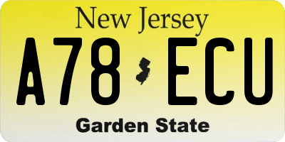 NJ license plate A78ECU