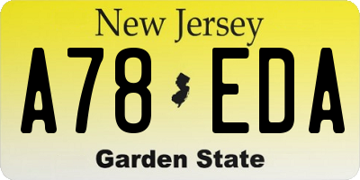 NJ license plate A78EDA