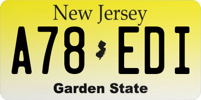 NJ license plate A78EDI