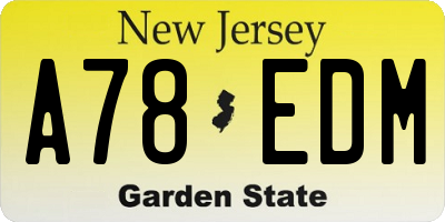 NJ license plate A78EDM