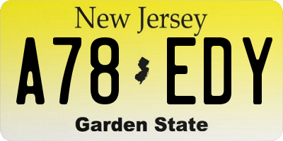 NJ license plate A78EDY