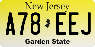 NJ license plate A78EEJ