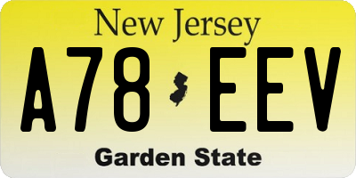 NJ license plate A78EEV