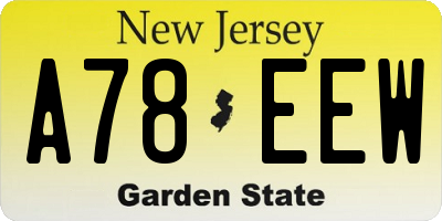 NJ license plate A78EEW