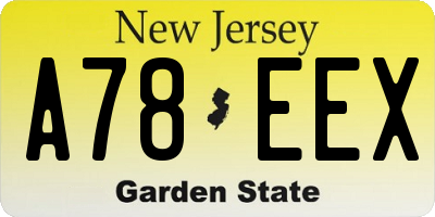 NJ license plate A78EEX