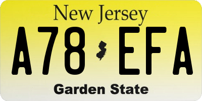 NJ license plate A78EFA
