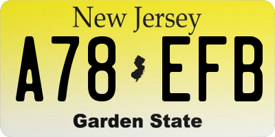 NJ license plate A78EFB