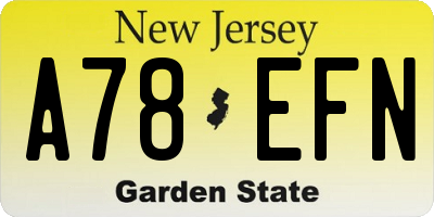 NJ license plate A78EFN
