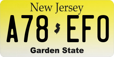 NJ license plate A78EFO