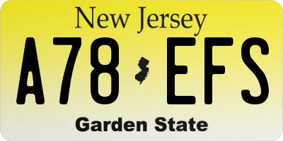 NJ license plate A78EFS