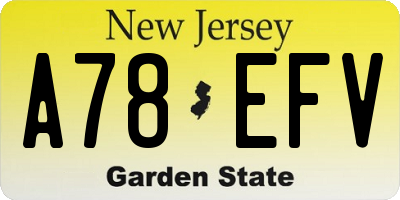 NJ license plate A78EFV