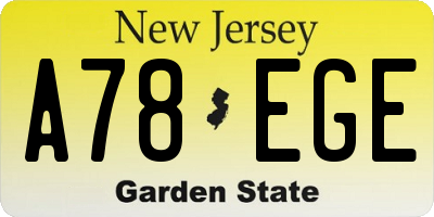 NJ license plate A78EGE