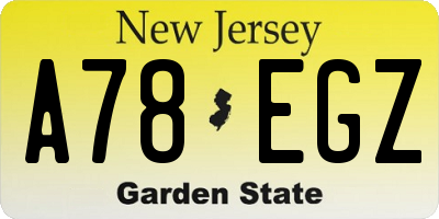 NJ license plate A78EGZ
