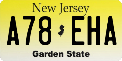 NJ license plate A78EHA