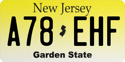 NJ license plate A78EHF