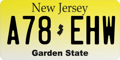NJ license plate A78EHW