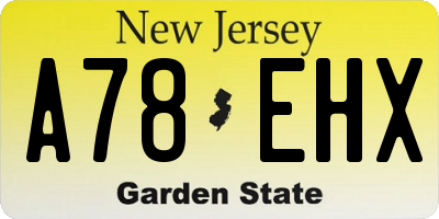 NJ license plate A78EHX
