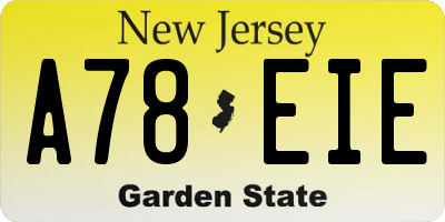 NJ license plate A78EIE