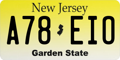 NJ license plate A78EIO