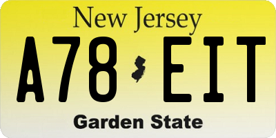 NJ license plate A78EIT