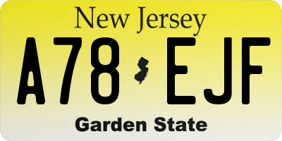 NJ license plate A78EJF