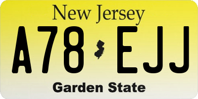 NJ license plate A78EJJ