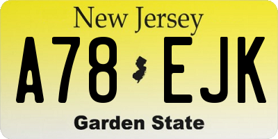 NJ license plate A78EJK