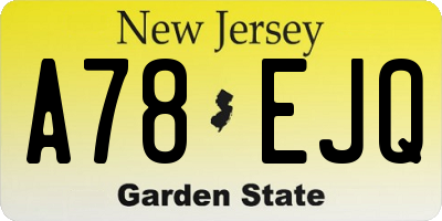 NJ license plate A78EJQ