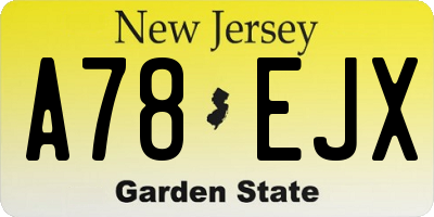 NJ license plate A78EJX