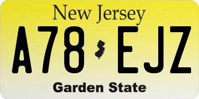 NJ license plate A78EJZ