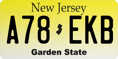NJ license plate A78EKB