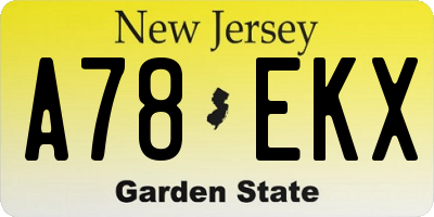 NJ license plate A78EKX