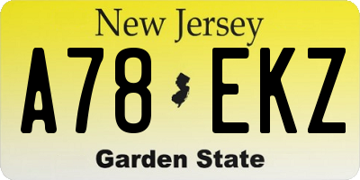 NJ license plate A78EKZ