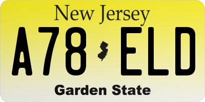 NJ license plate A78ELD